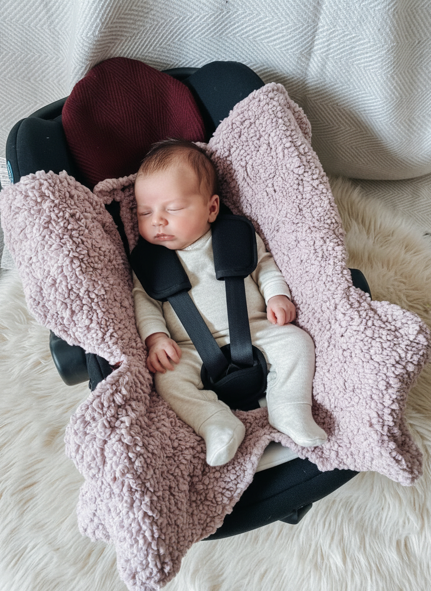 Omslagdoek reiswieg - bordeaux/roze