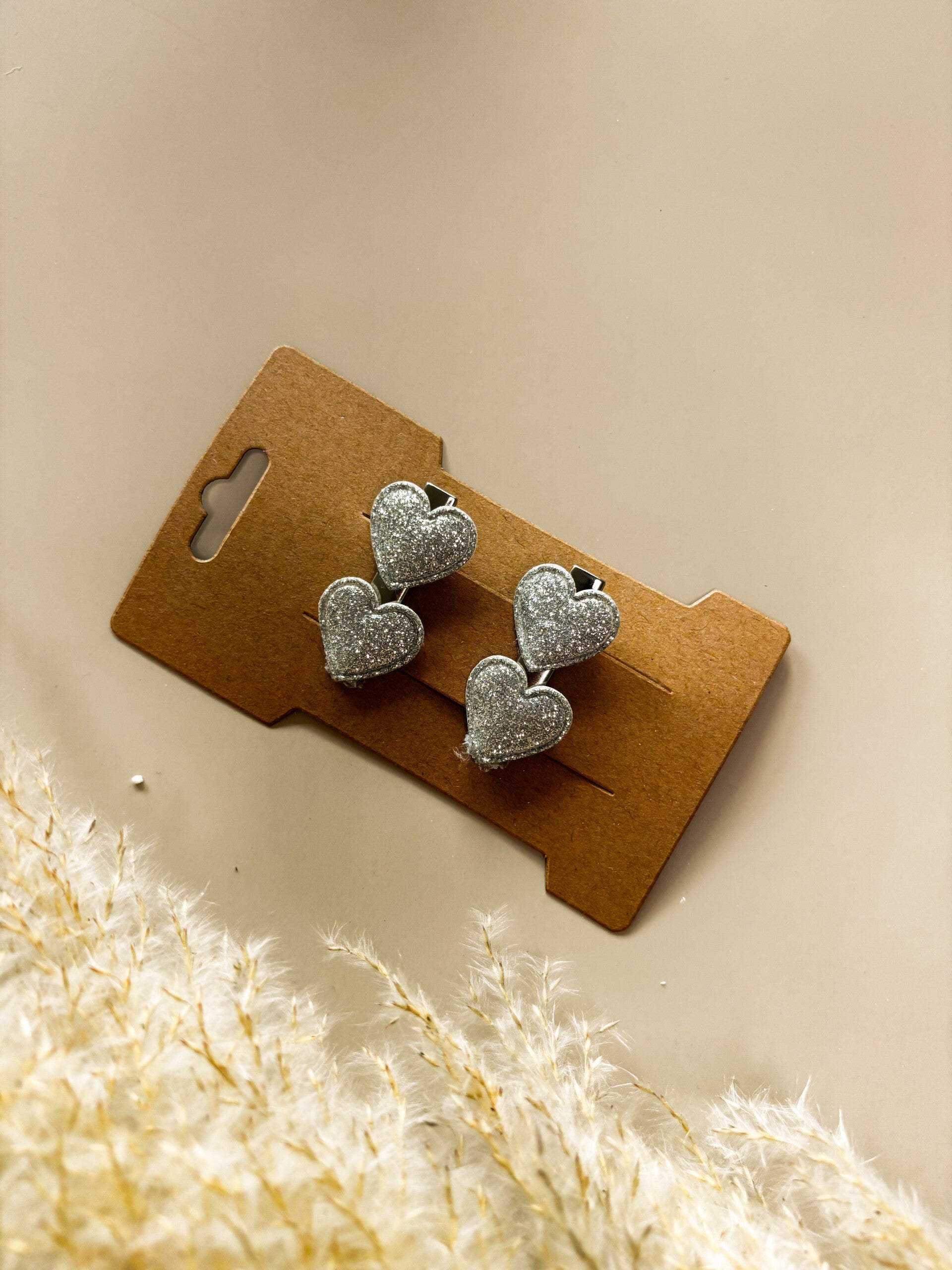 Haarknip - hartjes zilver