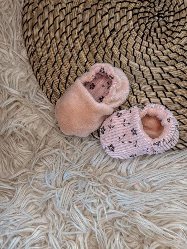 2 in 1 Babyschoentjes 3-6 maanden -roze/bloem