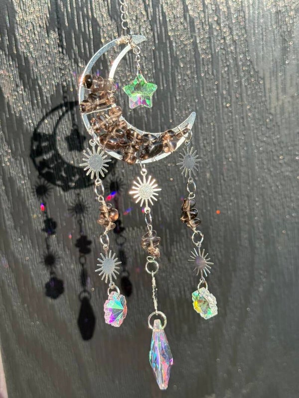 Natural Crystal Moon Suncatchers