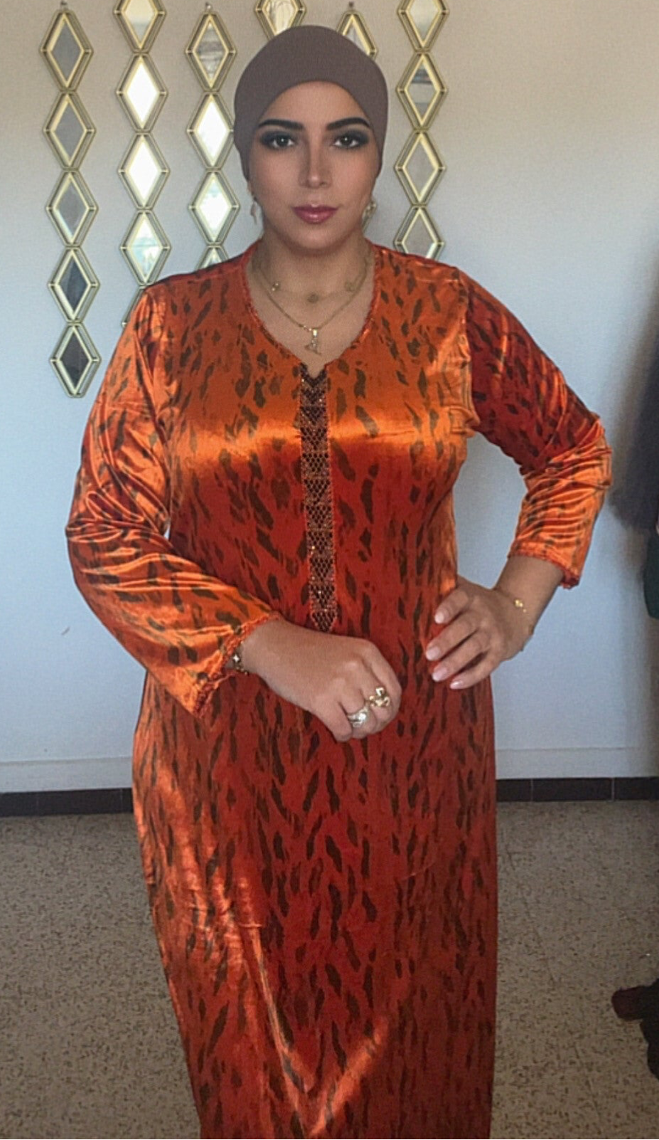 Robe Chahra orange/marron