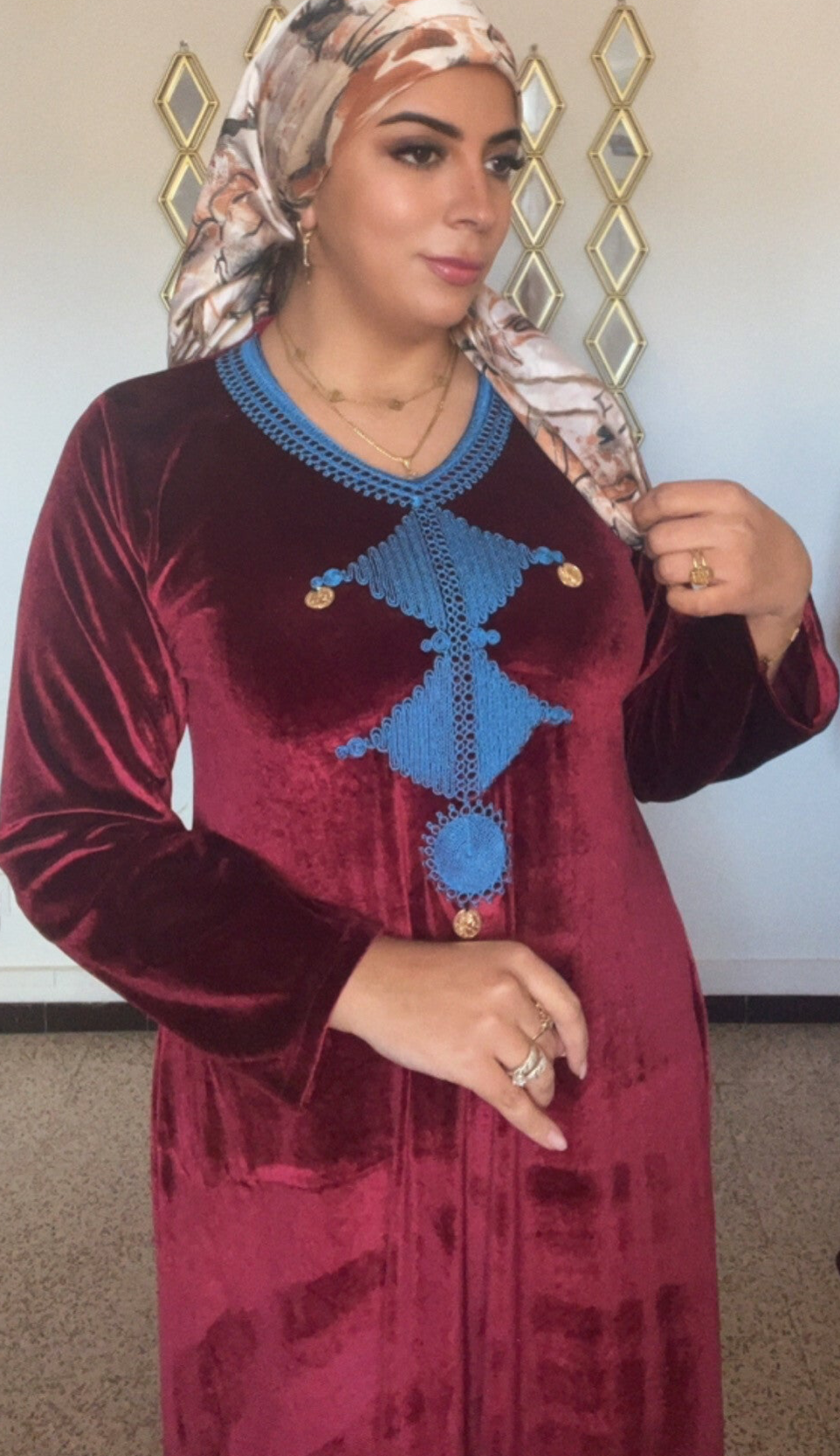 Robe velours bordeau