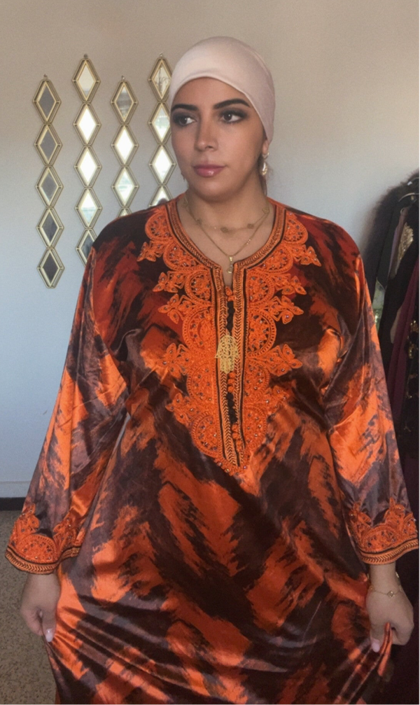 Robe velours orange