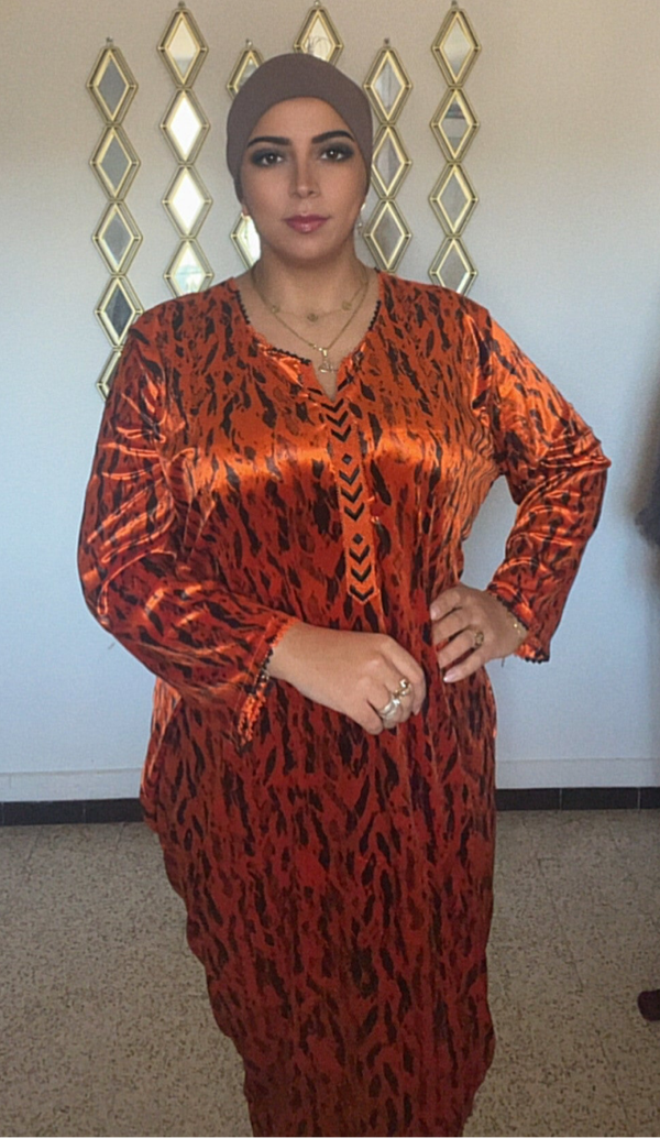 Robe Chahra orange /noir