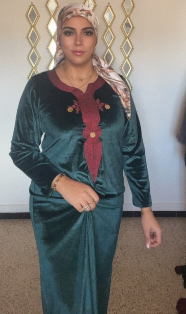 Robe velours verte