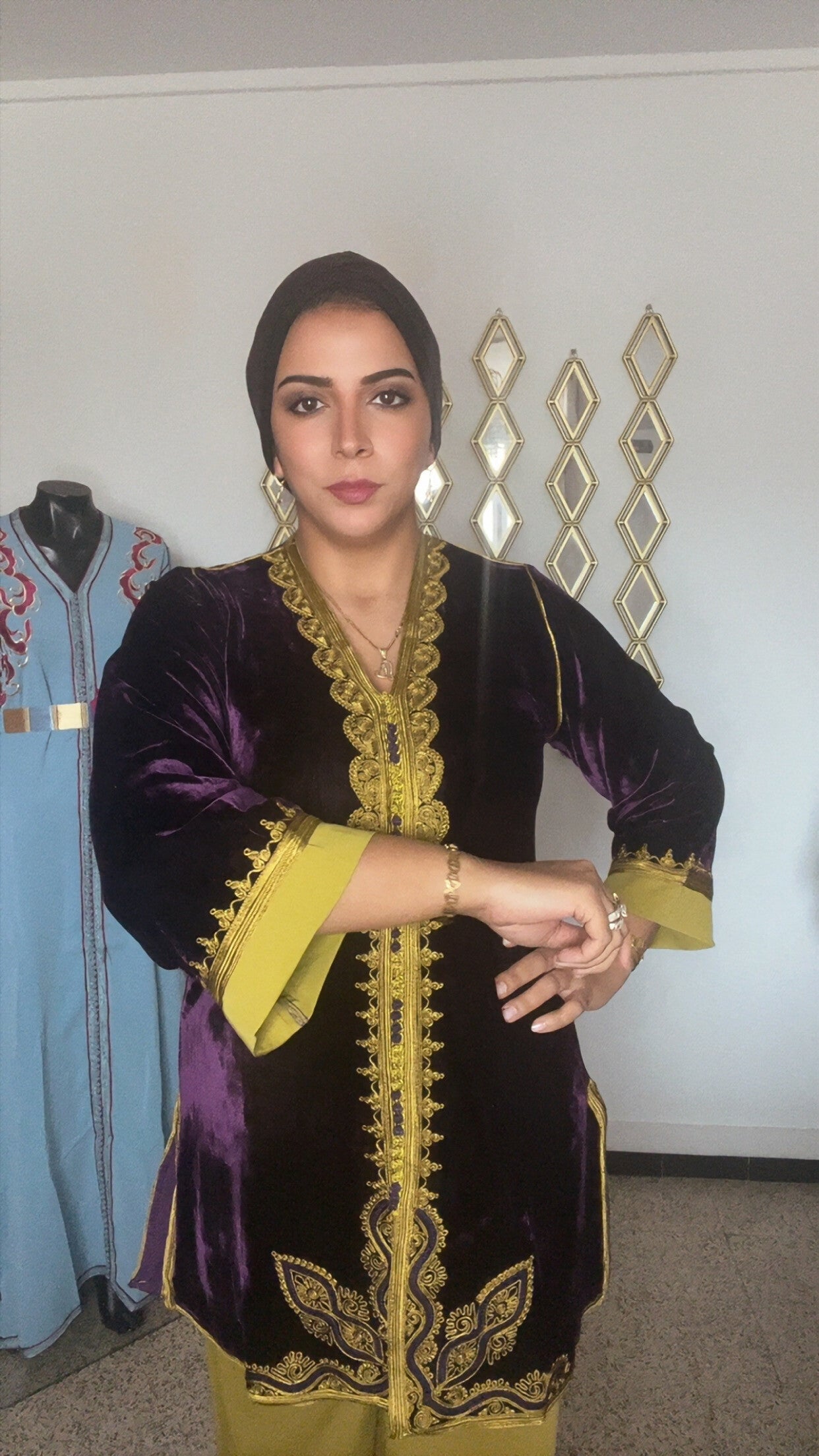 Ensemble Sahra Aubergine et Jaune