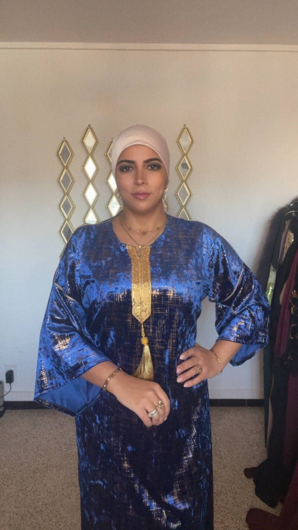 Robe velours bleu