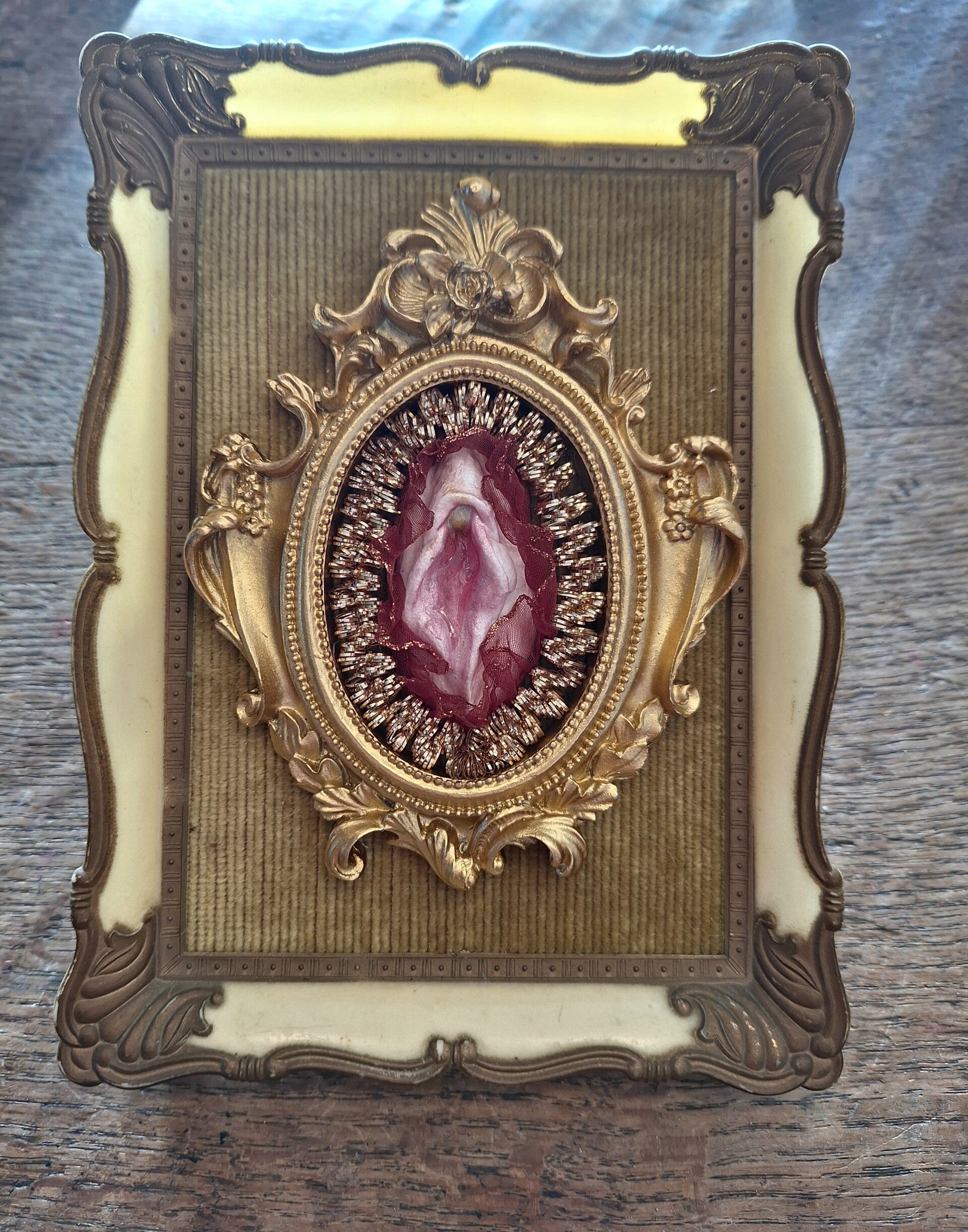 Vulva in vintage lijst