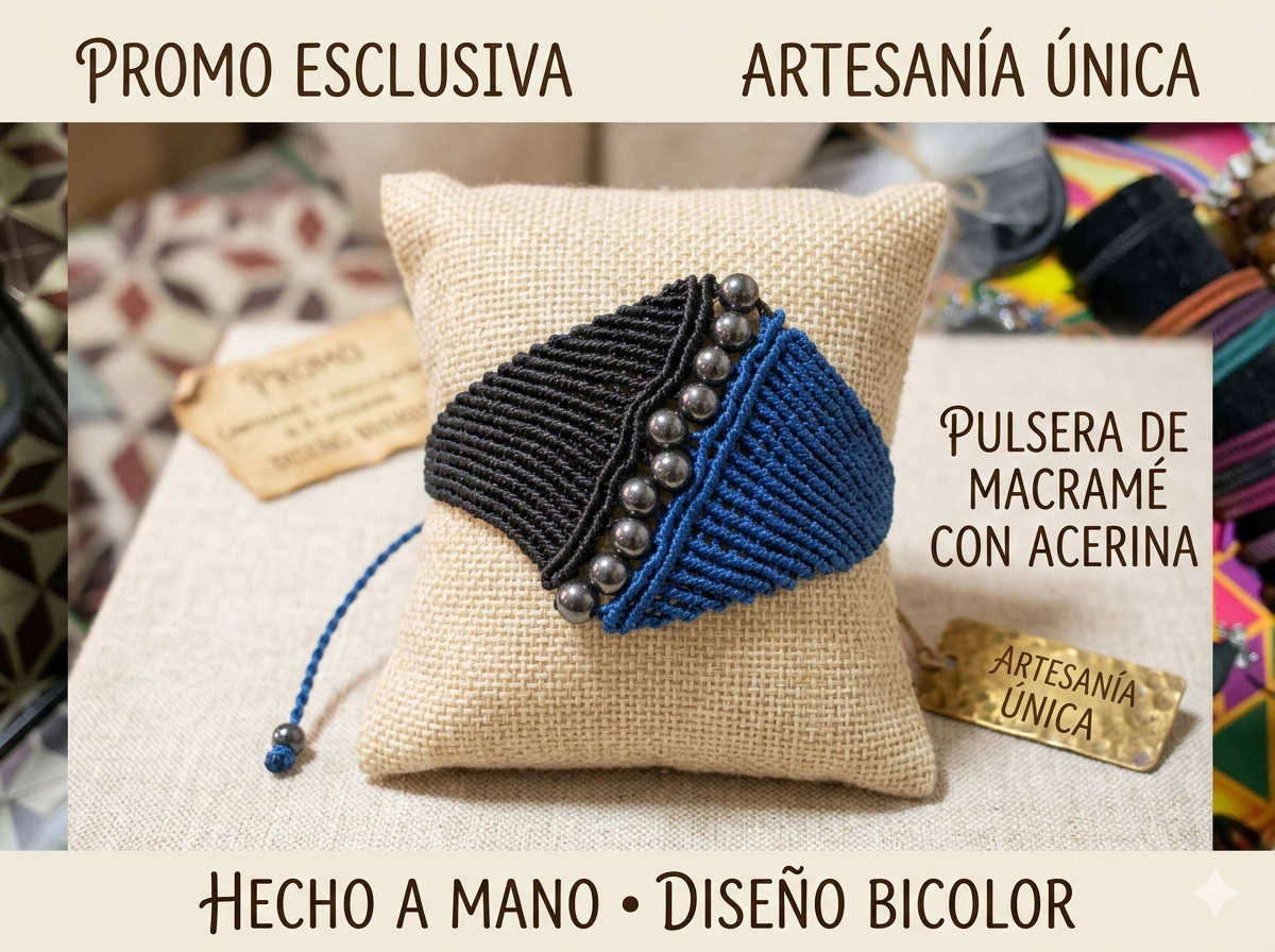✨ Pulsera de Macramé Bicolor con Acerina ✨
