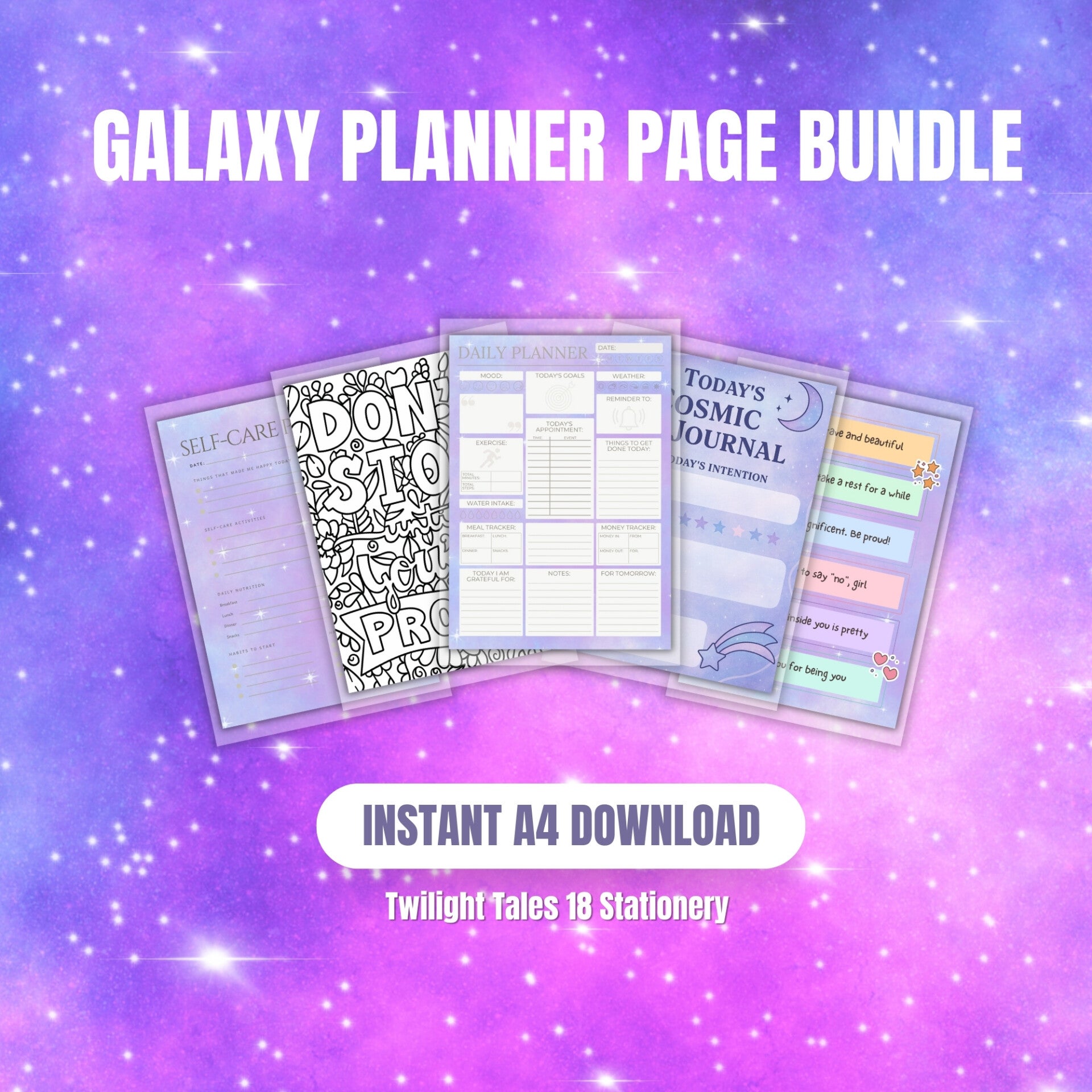 Galaxy Dreams Ultimate Planner Bundle – A4 Printable | Instant Download