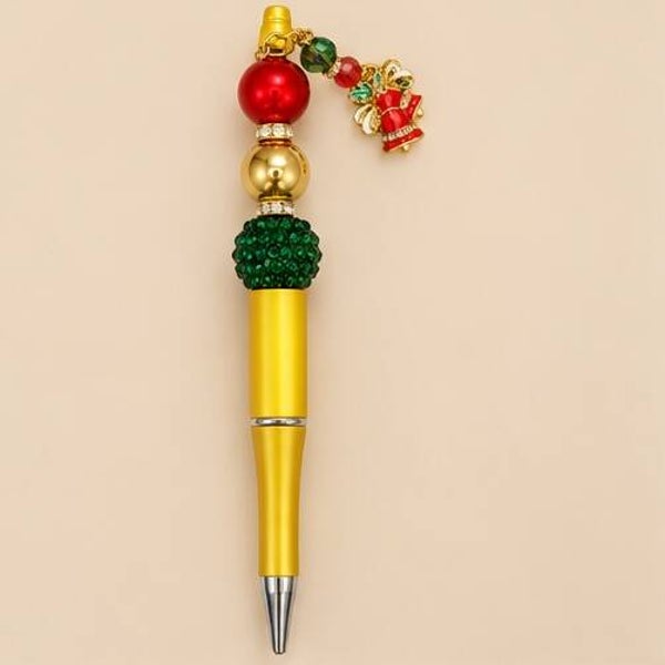 🎄 Christmas Jingle Bell Beaded Pen | Festive Charm Pen & Stocking Filler Gift