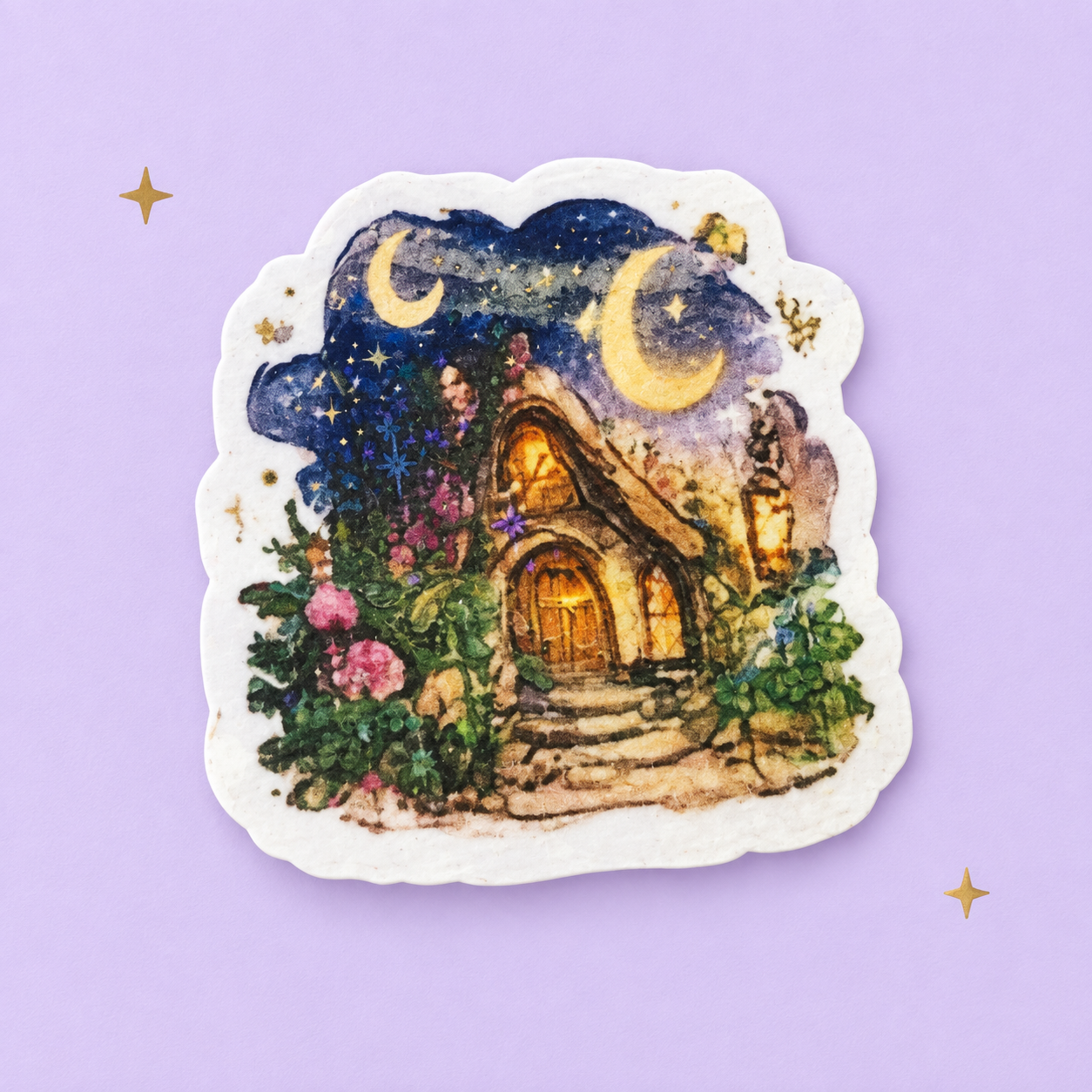 Moonlit Cottage Sticker