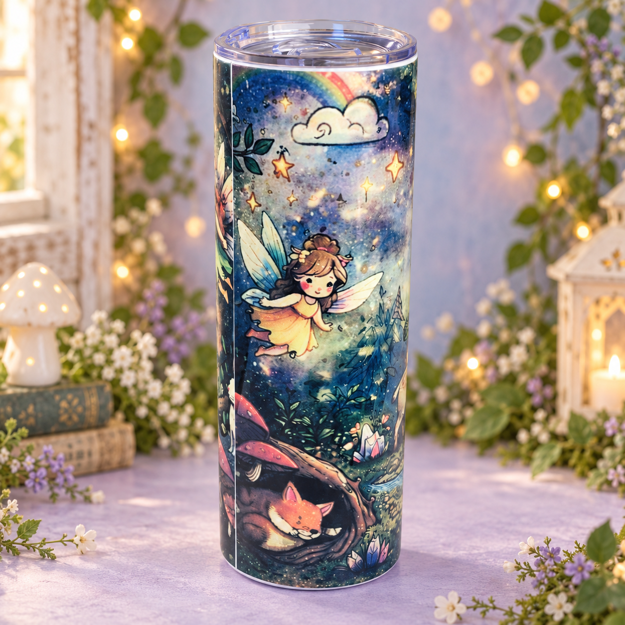 Enchanted Woodland Fairy 20oz Tumbler with Lid & Straw