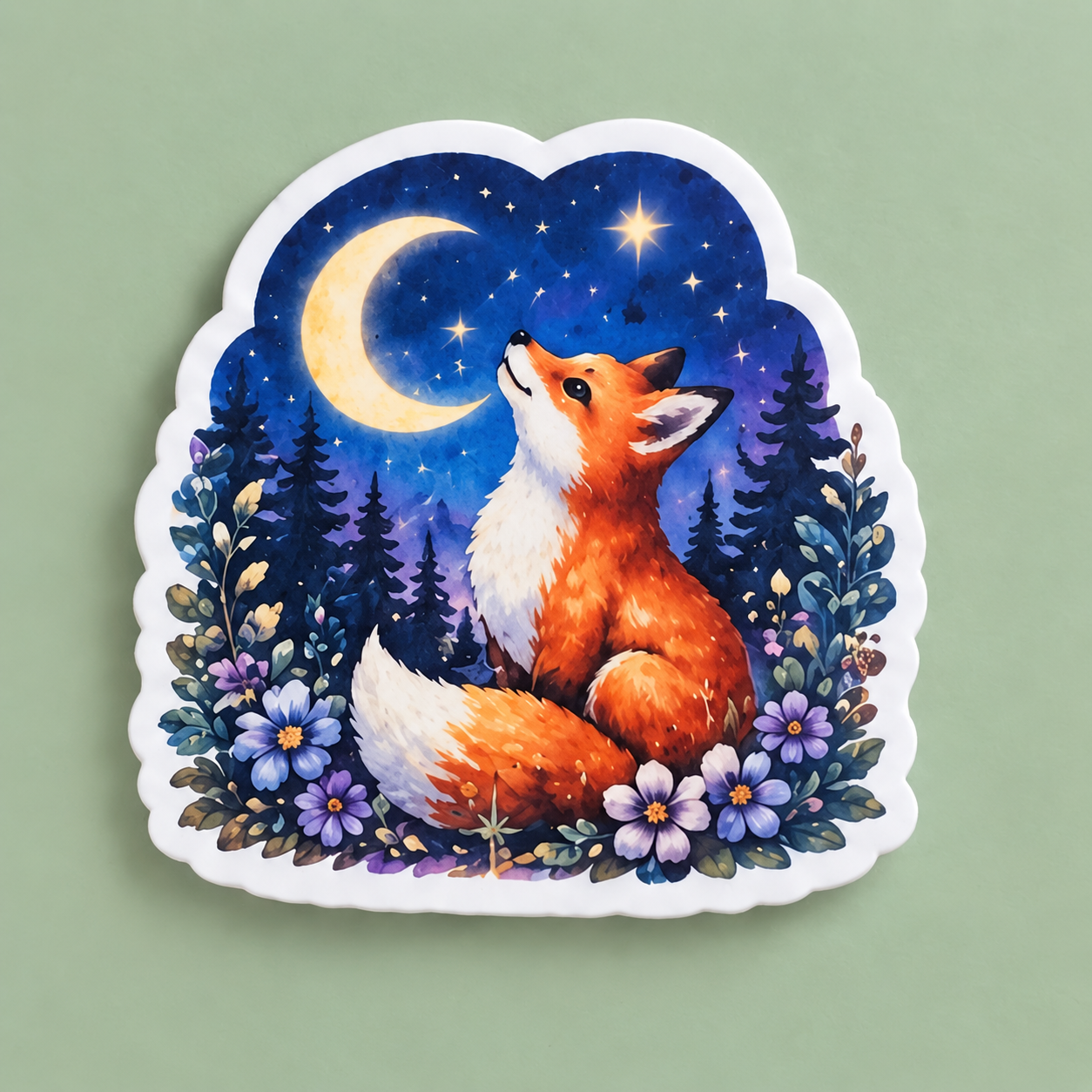 Little Fox Moon Wishes Sticker