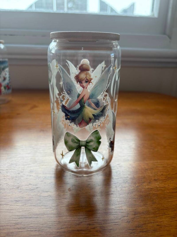 Tinker Bell Tumblr Glass cup 16oz