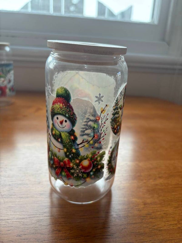 Christmas Snowman Theme Glass Tumblr 160z