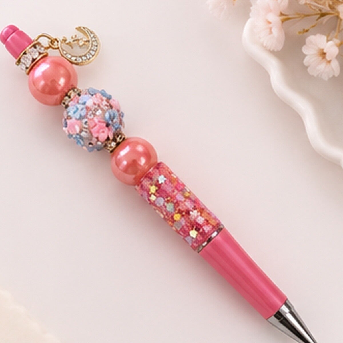 Pink Moonlight Sparkle Beaded Pen