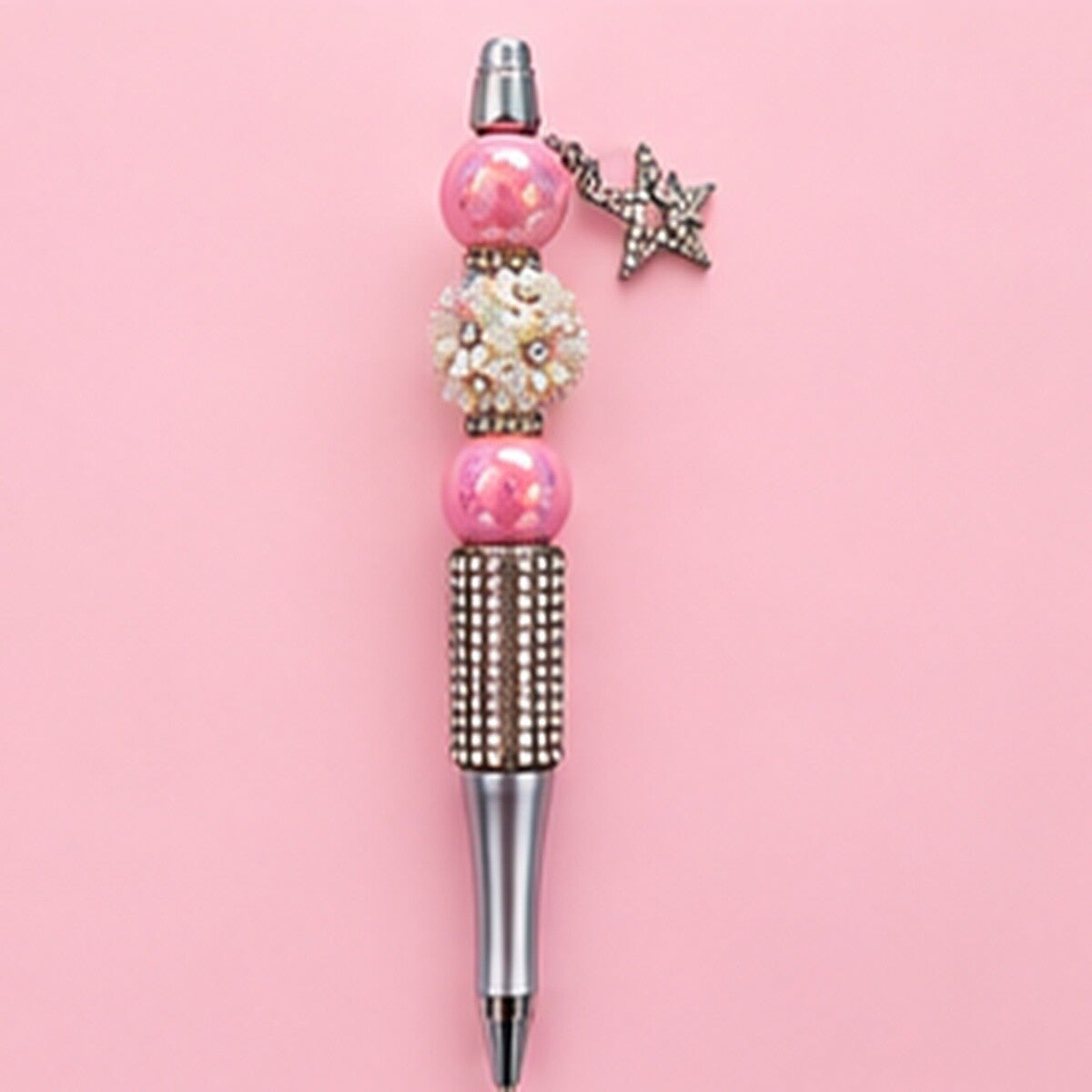 Pink Starry Wishes Beaded Pen