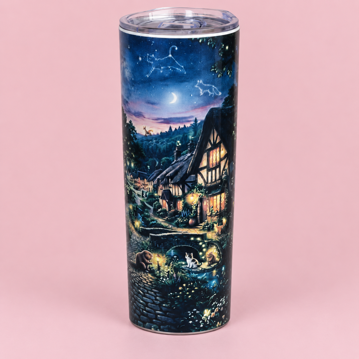 The Star-Read Quill Magical Cat Cottage 20oz Tumbler
