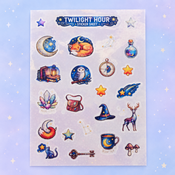 Twilight Hour Magical Sticker Sheet – Celestial Woodland Stickers