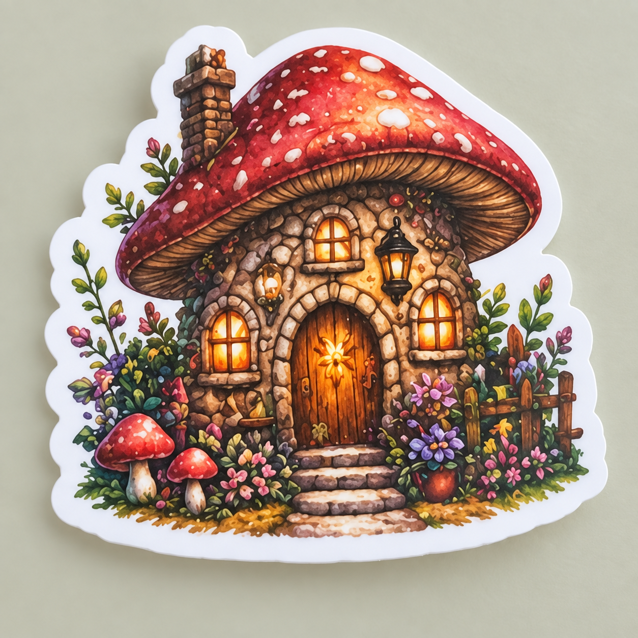 Enchanted Mushroom Cottage Sticker