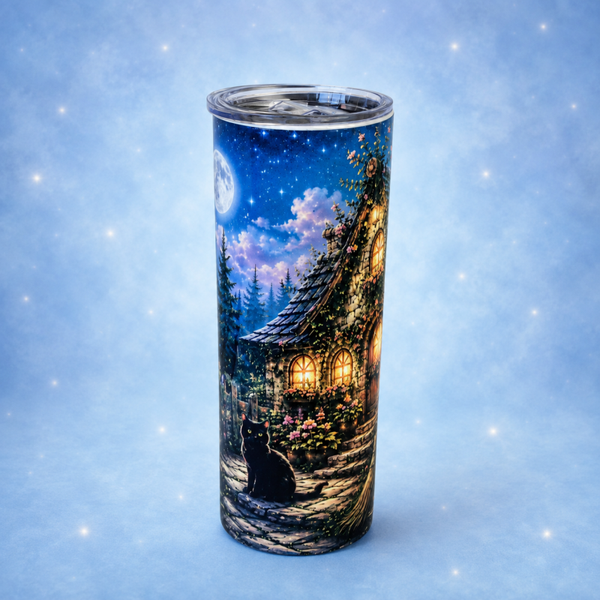 Moonlit Cat Cottage 20oz Tumbler