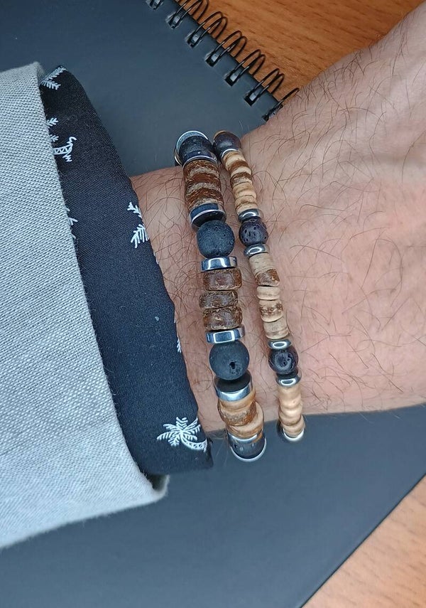BRACELETS SAVANA COMBO PIERRE ET BAMBOU