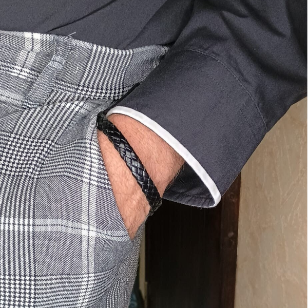 Bracelet AURELIANIS tressage CUIR noir PU