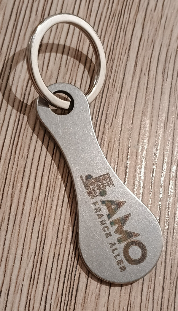 Porte clé inox jeton de caddie avec logo