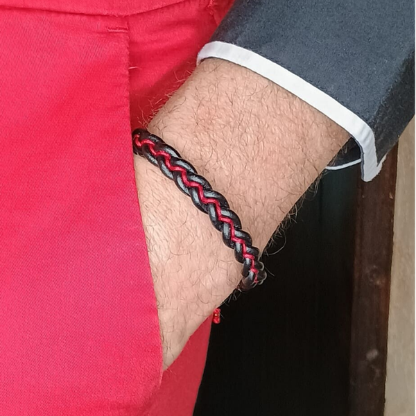 Bracelet AURELIANIS tressage CUIR et nylon Coloré