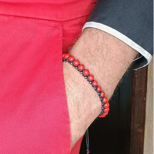 Bracelet AURELIANIS Agate rouge et Magnétite de Gall stone