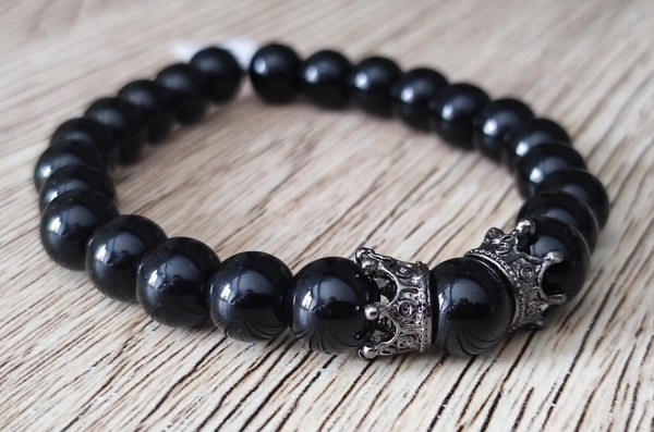 DV PERRIERS BRACELET PIERRE NOIRE / COURONNES ARGENTEES