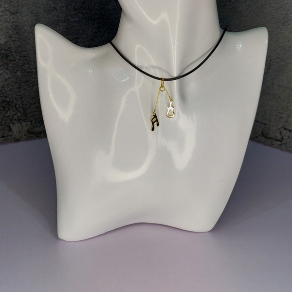Collier Guitare et Note double doré "MELODY"