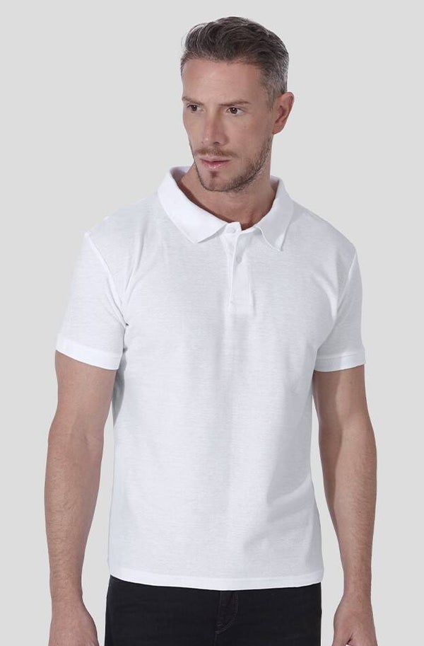 AMO POLO blanc 100% coton avec logo transfert couleur