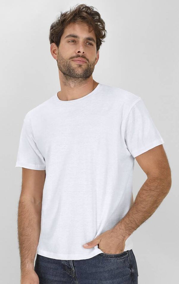 AMO T-SHIRT blanc 100% coton avec logo transfert couleur