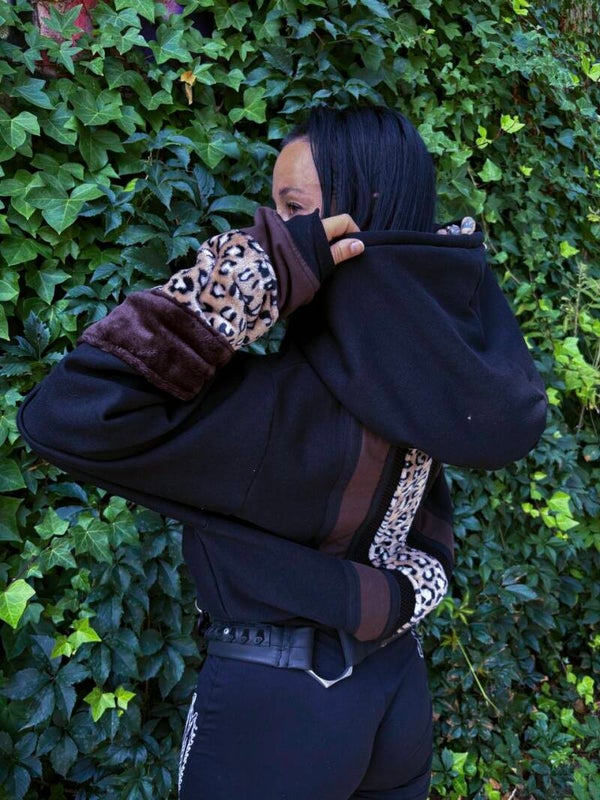 Sudadera Crop Leo brown