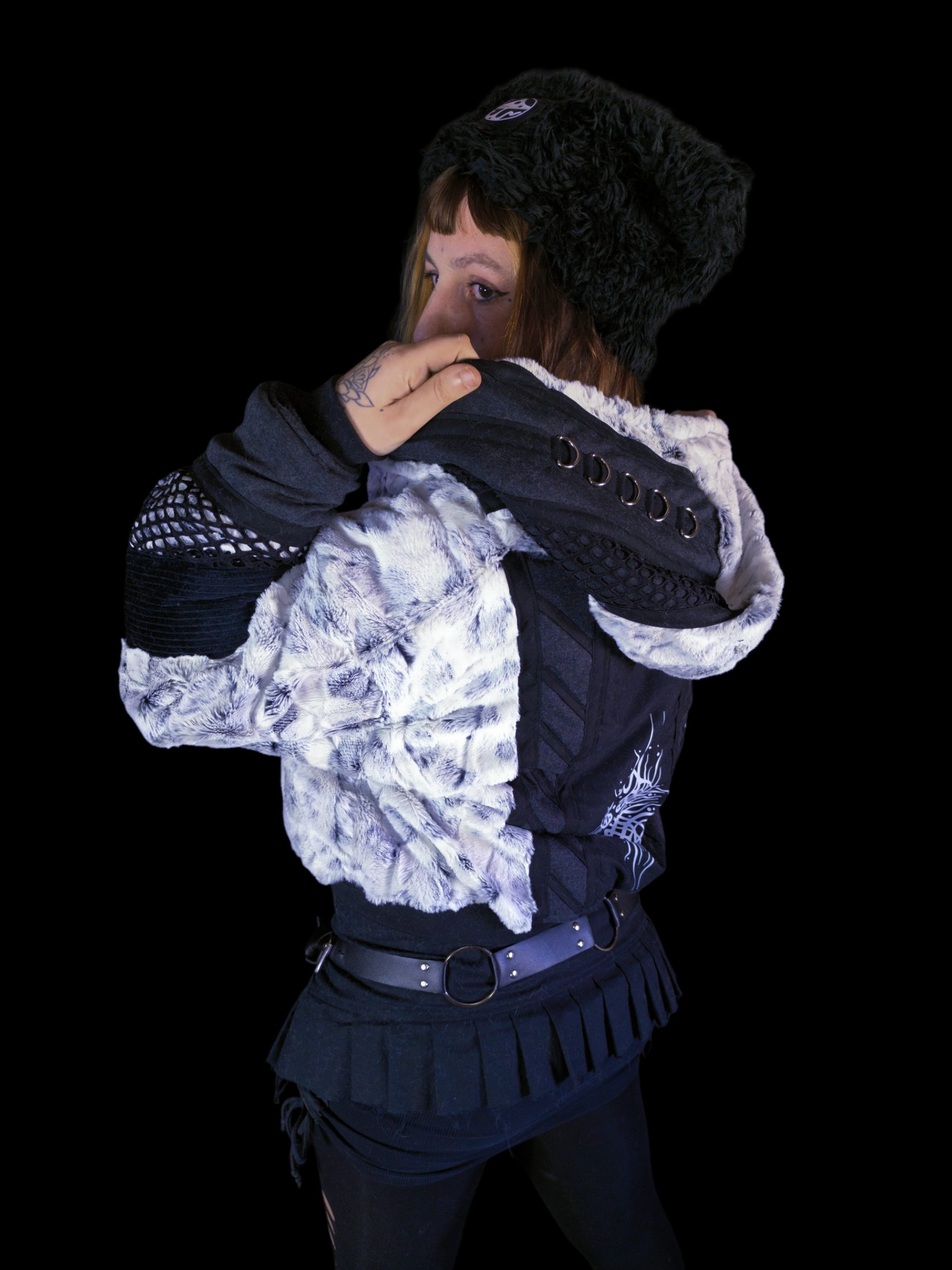 Chaqueta fluffy black/White