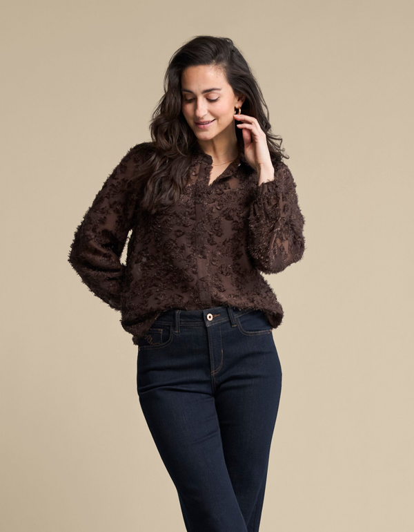 Red Button - Blouse Fringes Bruin