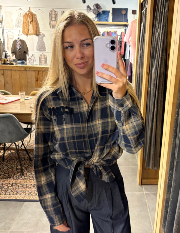 Blouse ruit - Donkerblauw