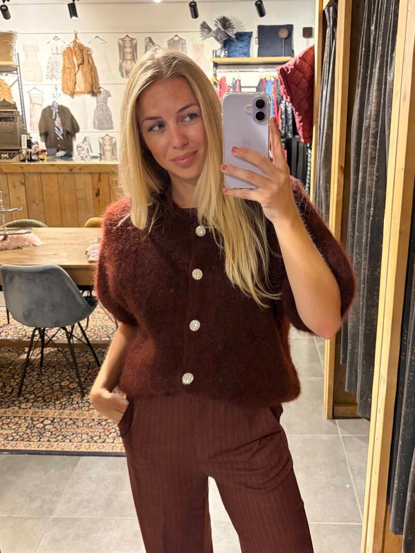 Vest met sierknopen - Burgundy