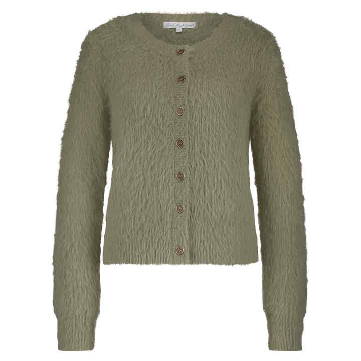 Red Button - Vest Fuzzy Olive