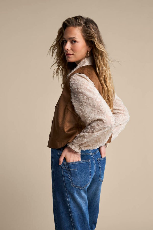 Red Button - Blouse Fringes Stone