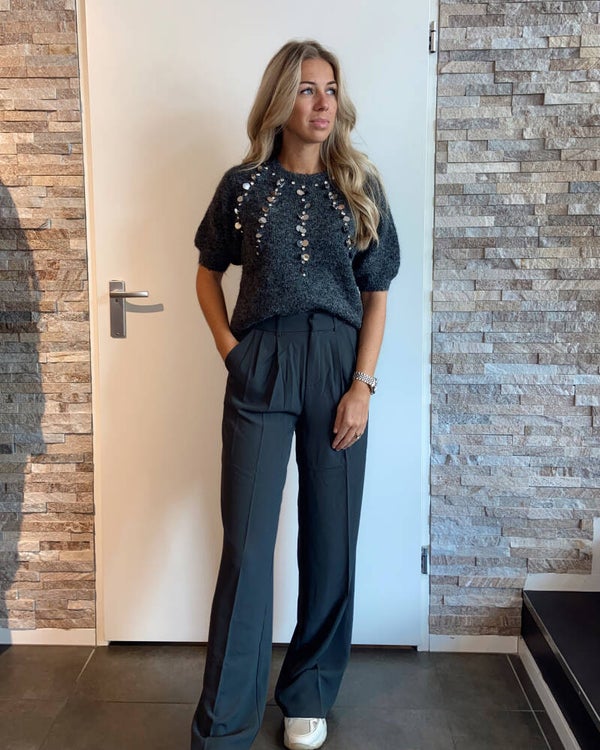 Broek met wijde pijpen - Donker grijs