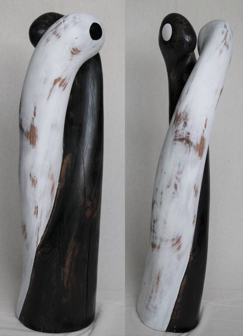 abstract houten sculptuur yin&yang van appelhout