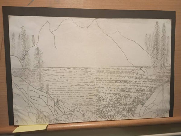 lake and mountain sketch