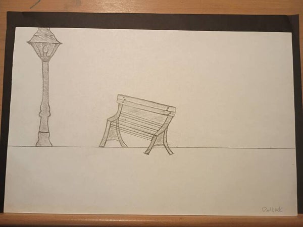 park bench and lamp