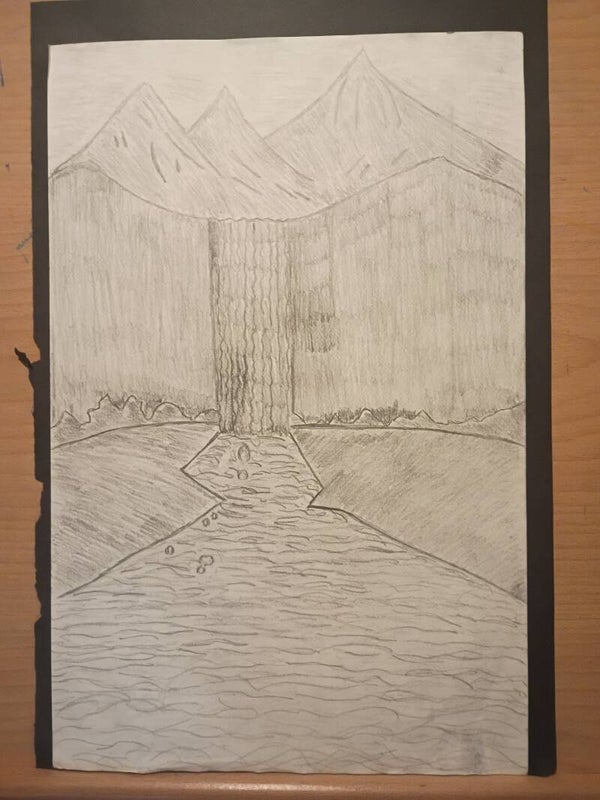 mountain range waterfall
