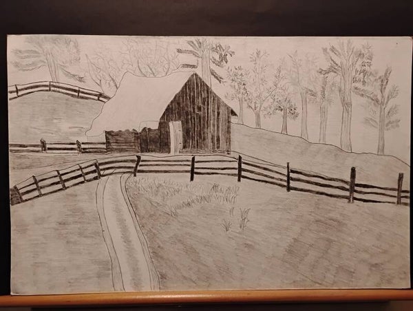 Snowy Barn Landscape to mm