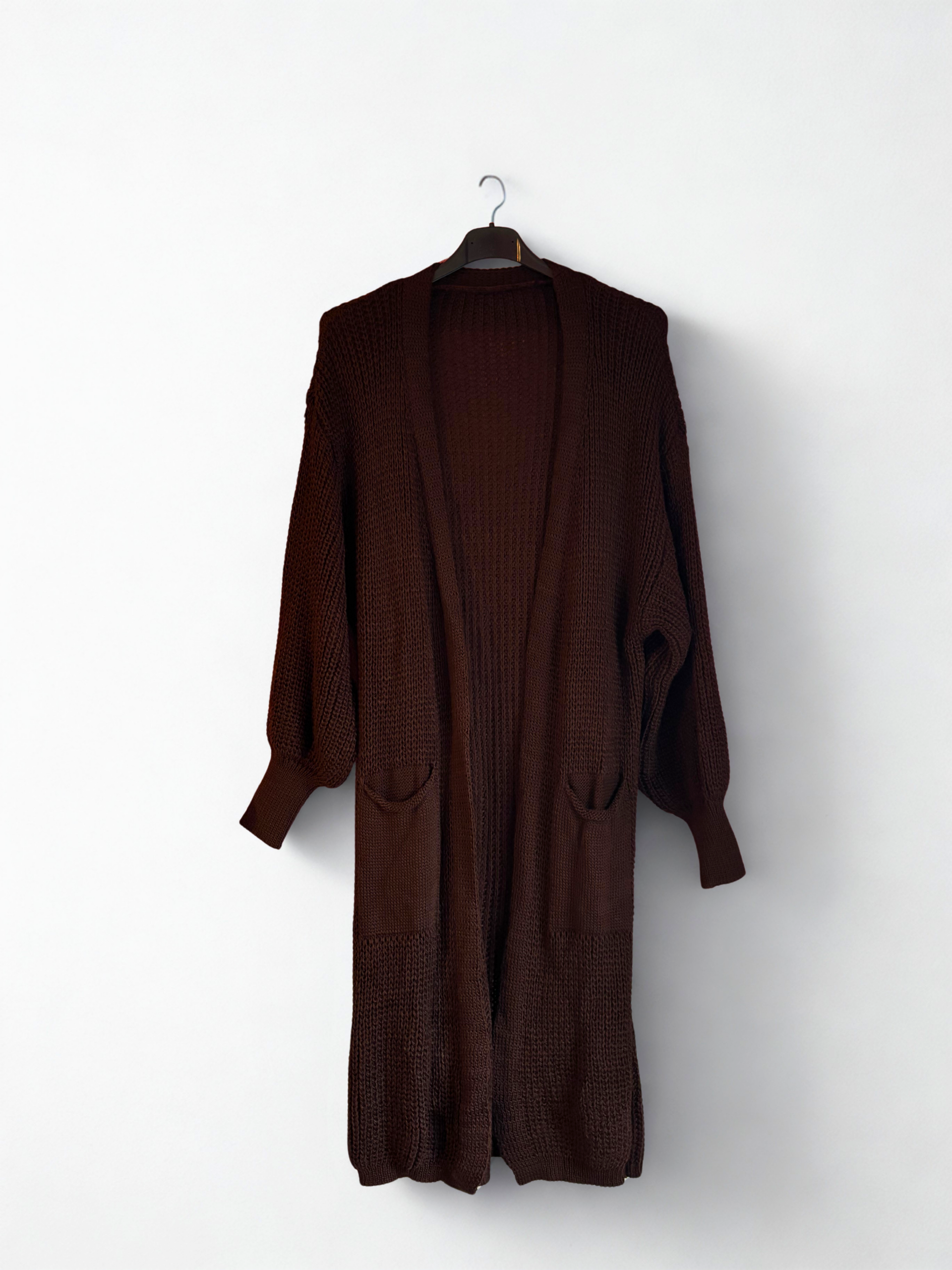 Gehaakt vest lang bruin