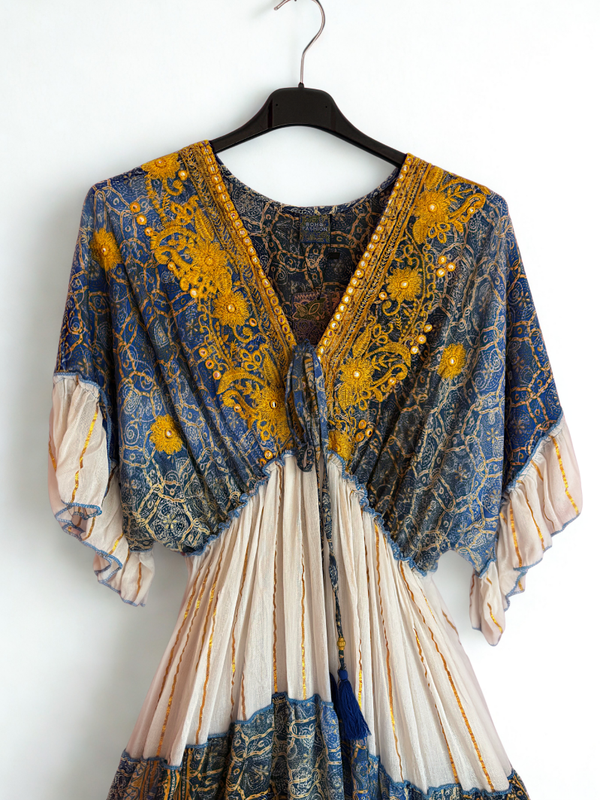 Jurk blauw geel